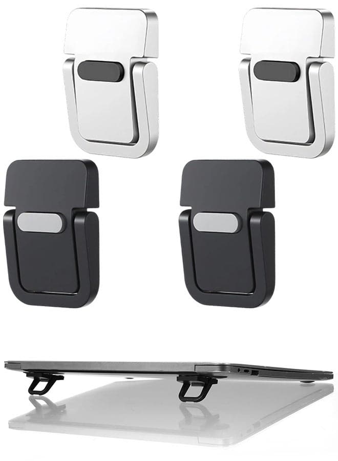 1 Pack 4 Pcs Mini Foldable Self-Adhesive Invisible Portable Keyboard Riser & Laptop Stand, Adjustable Computer Keyboard Lift Feet, for Most Keyboards & Laptops