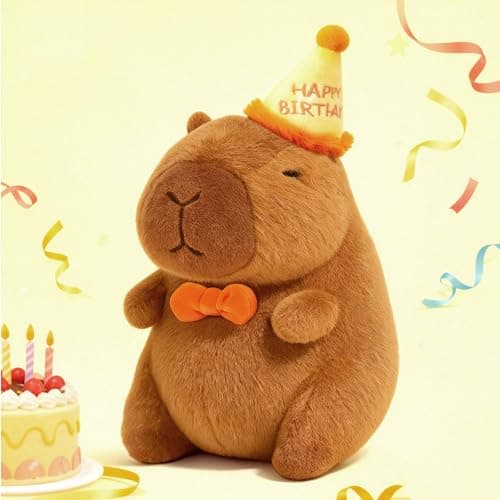 redaica Happy Birthday Capybara PlushCute Capybara Stuffed AnimalSoft Kawaii Capibaras Stuff Toy for KidsCapibara Plushies Birthday Party Decorations Gift for Boys Girls10inch