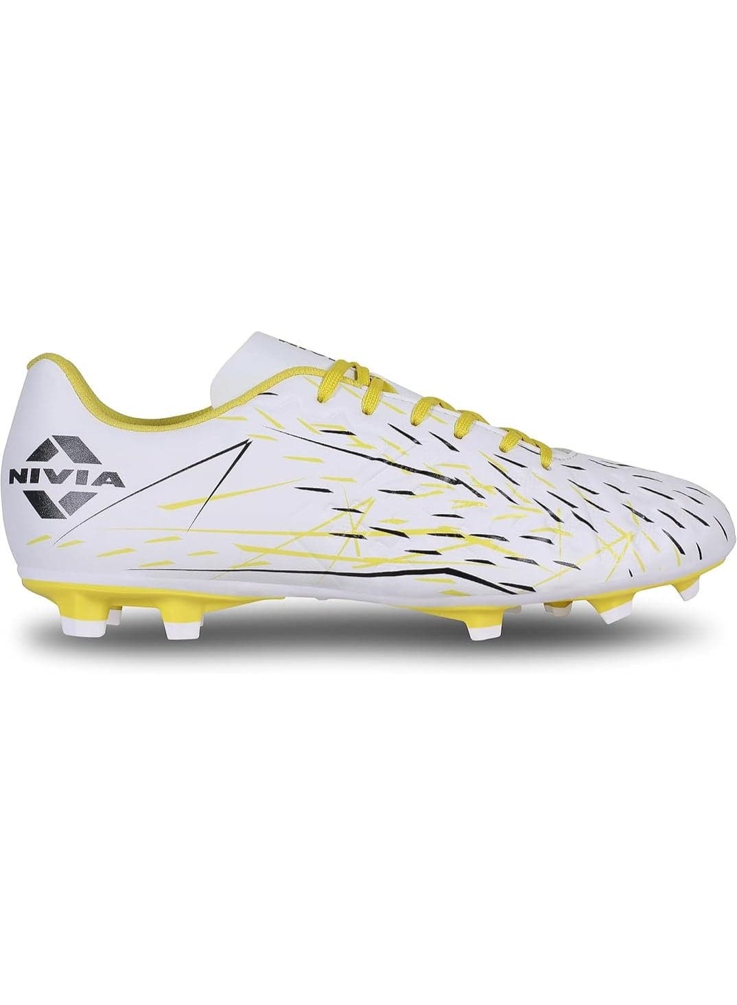 Nivia Spear Football Studs for Men – Lightweight PU Synthetic Upper, 3D Embossed Control Design, Comfortable EVA Insole, High Grip Studded Football Shoes for Turf & Grass