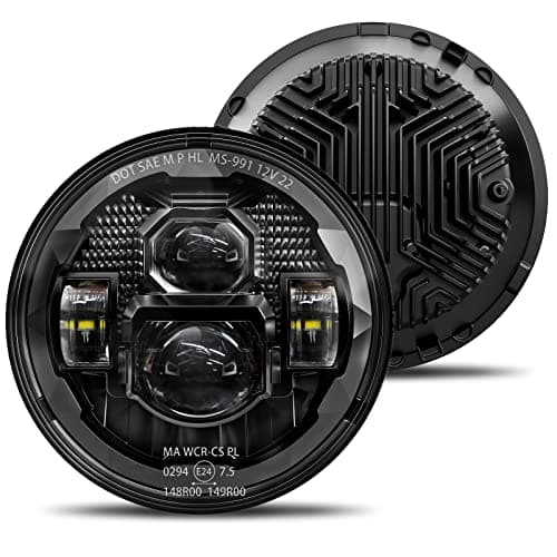 HWSTAR Pair New 1000% Bright Anti-glare 7 Inch Led Headlights Round Compatible with Jeep Wrangler JK JKU TJ LJ Chevy Ford GMC Dodge Mazda Nissan Mack VW etc DOT Approved H6024 Hi/Low Sealed Beam