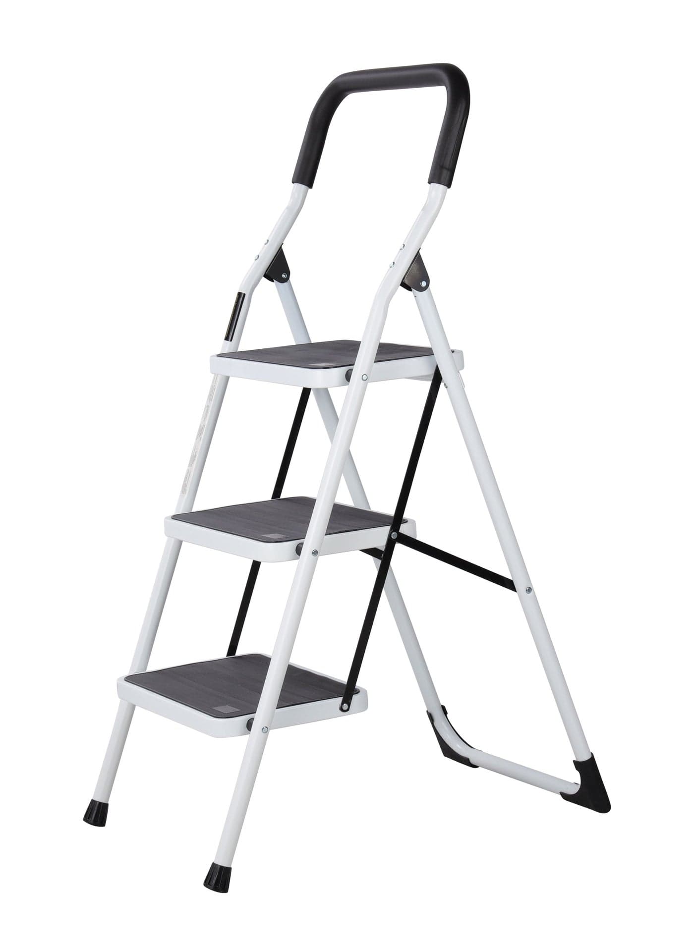 Epsilon EL1206 3-Step Steel Ladder | Wide Anti-Slip Platform | Foldable Home Step Stool with Safety Lock | White