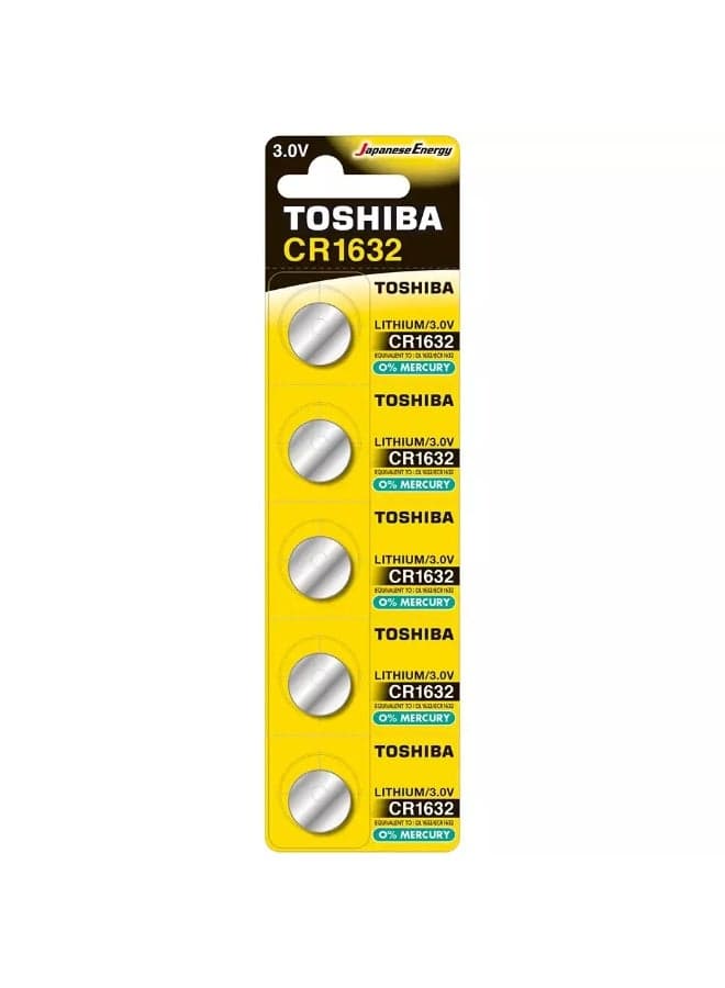 Toshiba Lithium Coin Cell Battery 3V CR1632 Cell- 5pc