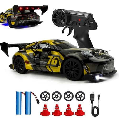 HTURCCOP 124 RC Drift 24GHz with LED Light Race Car Toys for Boy Girl 812 Years Old Speed Adjustable 25KmHHigh Speed RC Racing Cars Perfect Toy Gift for Boys Girls Yellow
