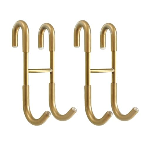 NINETREX Shower Door HooksOver Glass Door Hooks for Bathrooms Frameless GlassHeavy Duty SUS 304 Stainless Steel Hook for TowelsSqueegeeLoofahShaverRobe2 PackGold