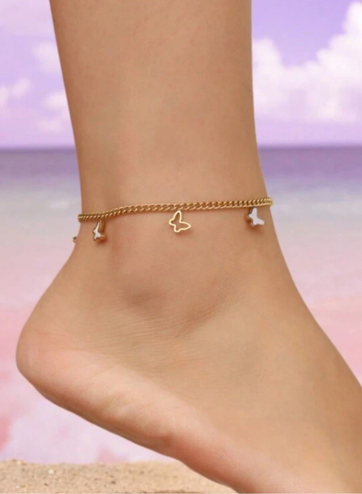 Stainless Steel Gold Plated Anklet For Women