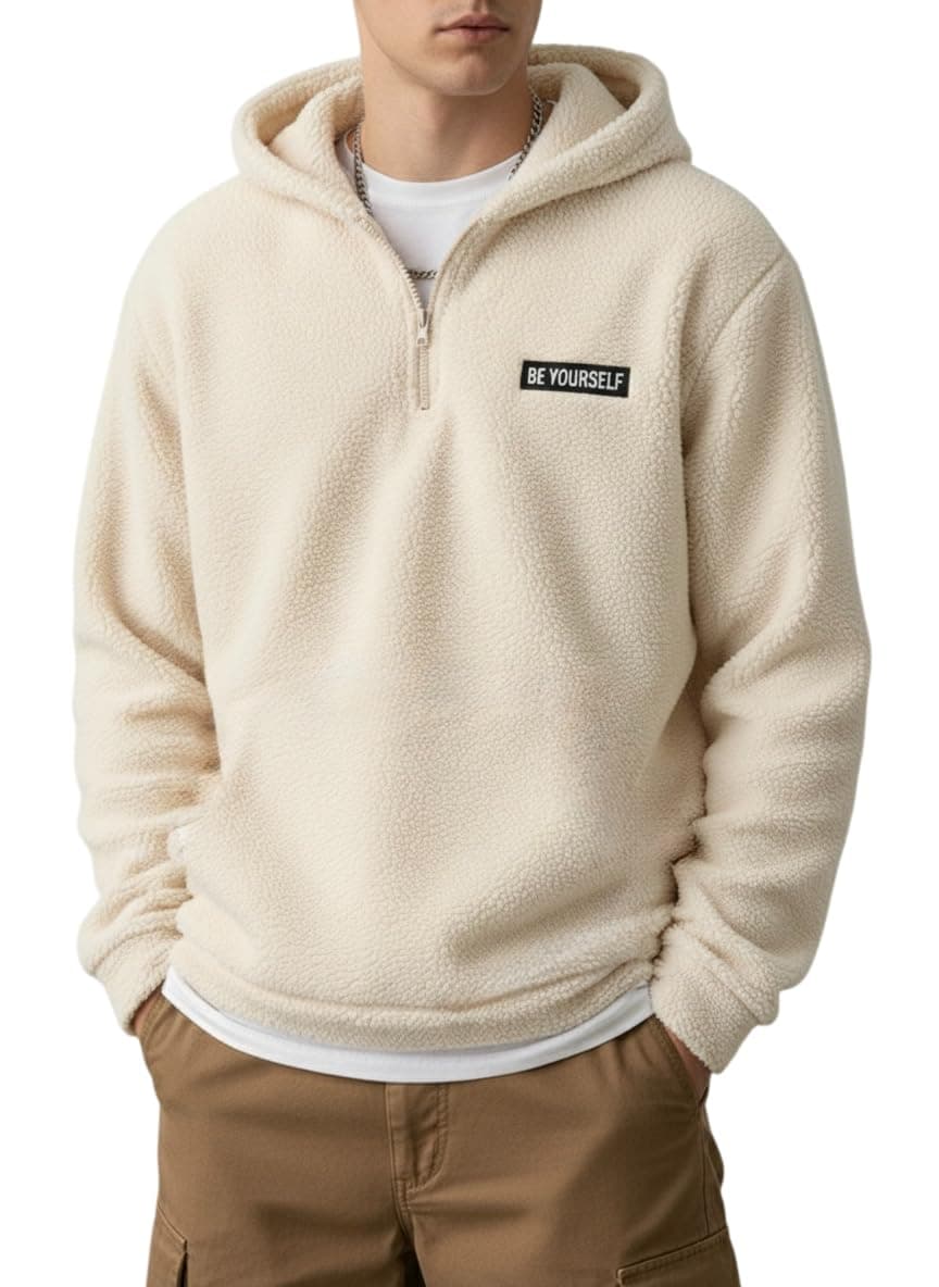 JVX Men Sweatshirts || Sweatshirts for Men ||Wool Sweater || Unisex Hoodie ||Hoodie (SWEATSHIRT-10-CREAM-S)