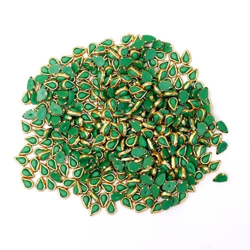 EmbroideryMaterial Acrylic Flat Glue on Kundan Stones Beads for Craft, Jewellery Making, Bangles Work, Maggam Work Material, Stones for Embroidery & Aari Work (Green, Teardrop Shape, 500 Pieces)