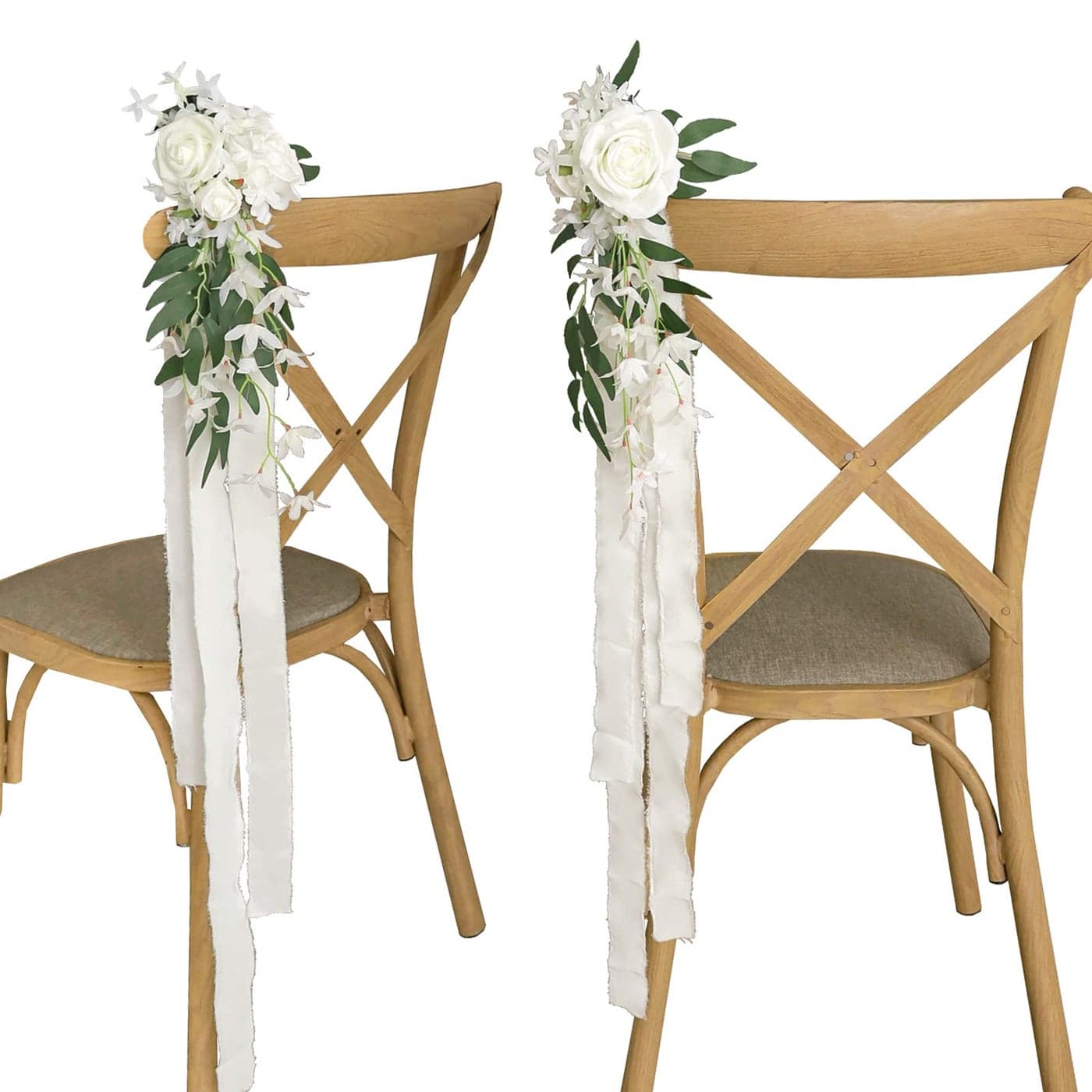 Lookein Set of 8 Pew Flowers for Wedding Ceremony Chair Decorations Bench Decoration Wedding Aisle Chair Decoration Natural White