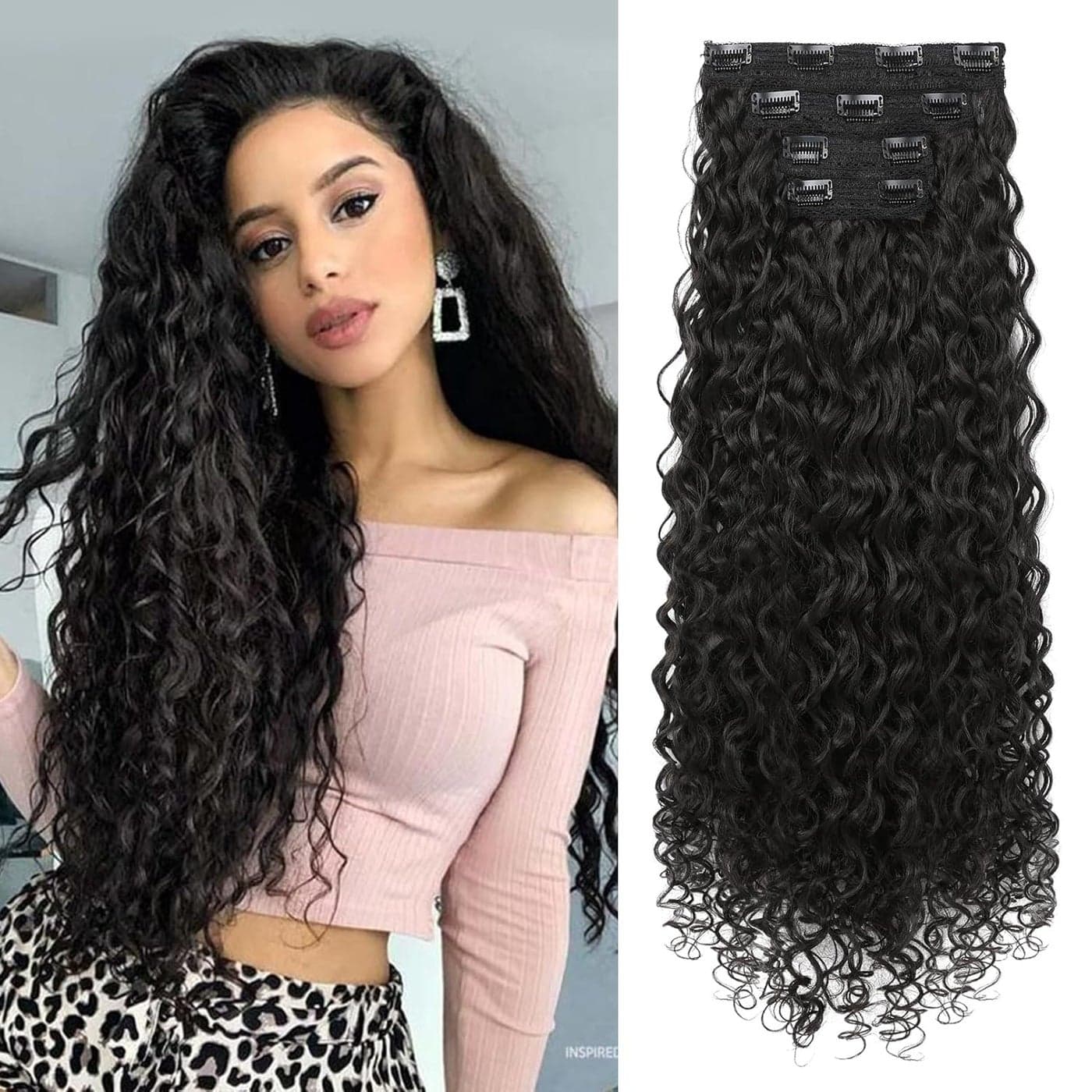 LONAI 4PC Clip in Hair Extensions 100 Pure Protein Silk Curly Hair Extension for Women 26 Inch Long Soft Natural Hair ExtensionsBlack Brown