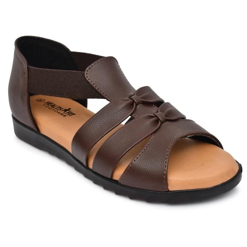 HEALTH FIT Extra Soft Ortho Care Sandals Orthopaedic & Diabetic Daily Use Women's Sandal/Casual Sandal Chappals For Ladies & Girl's 1102 Brown 4 Uk