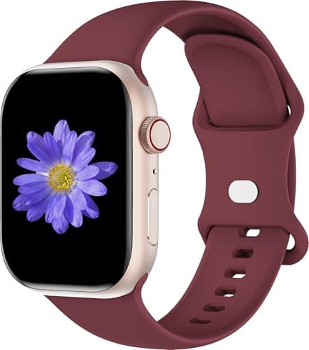Cindgress Sport Band Compatible with Apple Watch 41mm 38mm 40mm 42mm for Women Men, Soft Silicone Strap for iWatch Wristband Series Ultra SE 11 10 9 8 7 6 5 4 3 2 1 S/M Wine Red