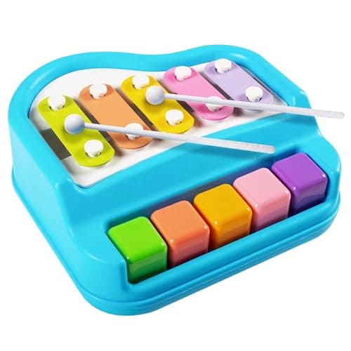 Tinyplay 2-in-1 Xylophone & Piano Toy for Kids | 5 Scale Musical Instrument Toy for Babies 6 Months to 4+ Years | Non-Toxic, Non-Battery Baby Gift for Boys & Girls, Toddlers (0 to 3+ Years)