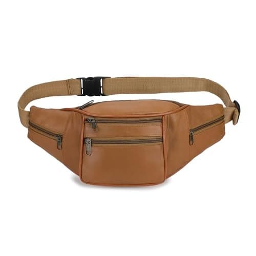 K London Stylish Real Leather Tan Waist Bag Elegant Style Travel Pouch Passport Holder with Adjustable Strap(1452_Tann)