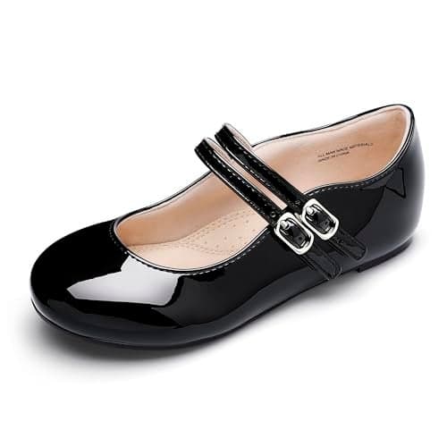 MIXIN Girls Dress Shoes Mary Jane Shoes for Girl Ballet Flats Back to School Princess Wedding Shoes Black Size 3