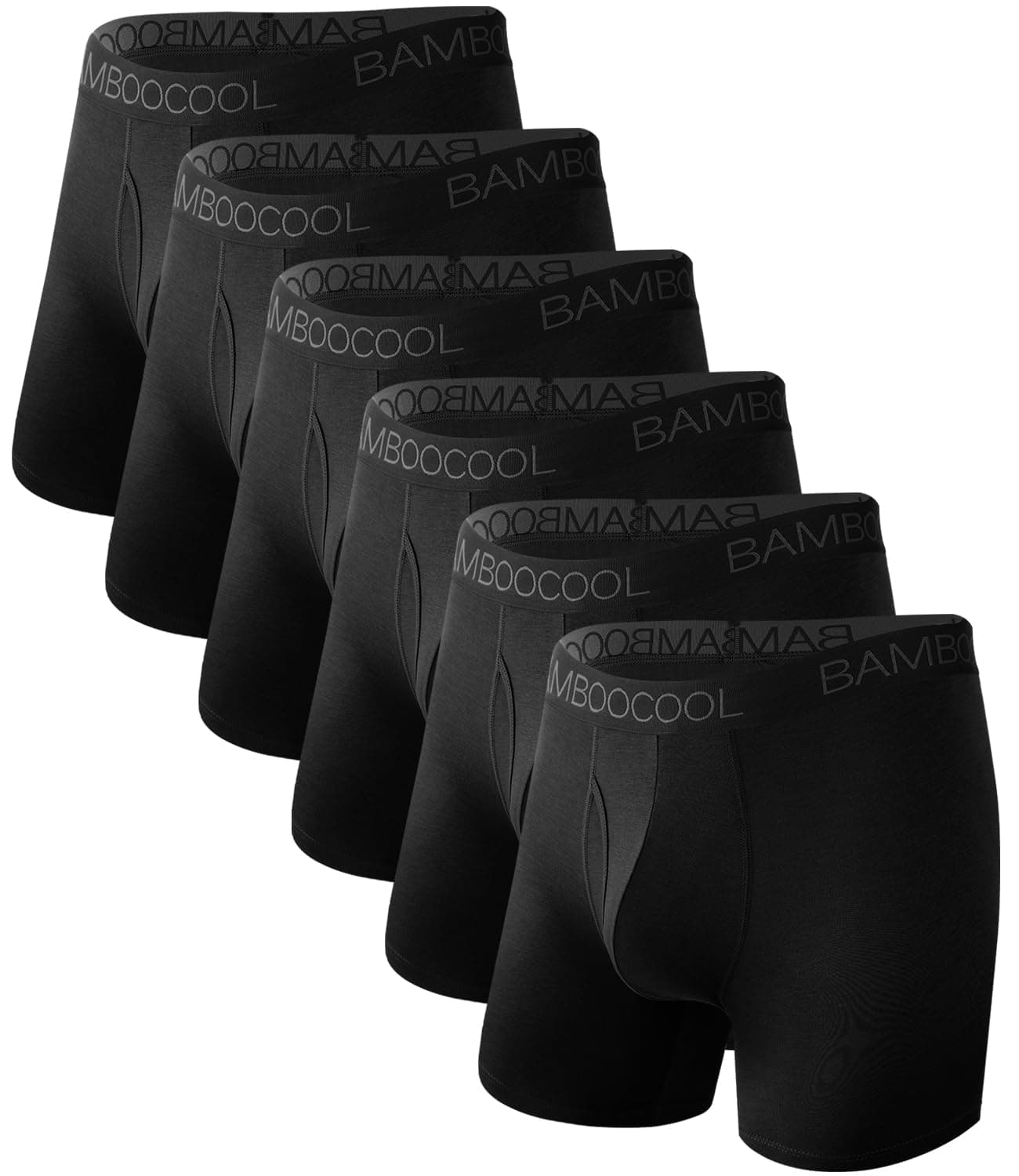 BAMBOO COOL Moisture-Wicking Soft Men's Underwear Boxer Briefs for Men With Open Fly Pouch (6 pack) XL