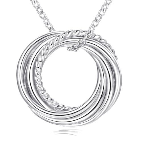 Annamate 60th Birthday Gifts for Women 925 Sterling Silver 6 Circles Necklace For Her Six Decade Jewelry 60 Years Old Birthday Gifts