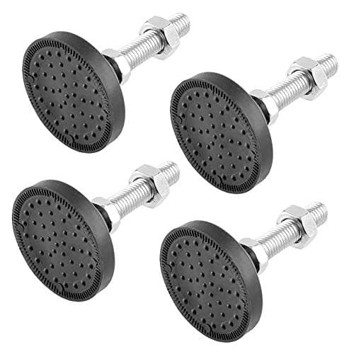 BokWin 4pc M12 Thread Adjustable Leveling Feet, Black Heavy Duty Levelers - Swivel Furniture Glide (2.3" Dia. Base, 1.9" Thread Length)