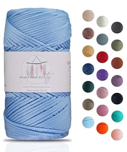 Makromecity Polyester Macrame Cord 2mm x 125 Yards 375 feet 2mm Polypropylene Macrame Cord Crochet Macrame Bag Cord Crafts for Wall Hangings Bags Underplate Rug 1 Baby Blue