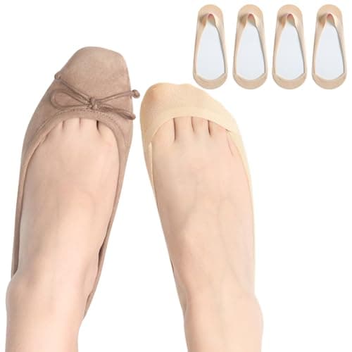 Soxbang Womens TRULY No Show Socks for Flats Heels Non Slip Cotton Ultra Low Cut Liner Socks(4-Nude,8-9.5)