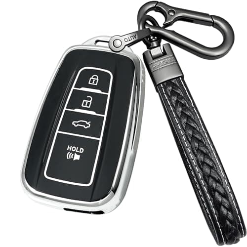 Yonmcfn key fob cover compatible with toyota Camry CHR RAV4 Corolla Highlander Sienna Avalon Prius Remote Smart KeyTPU Protective Key case silver