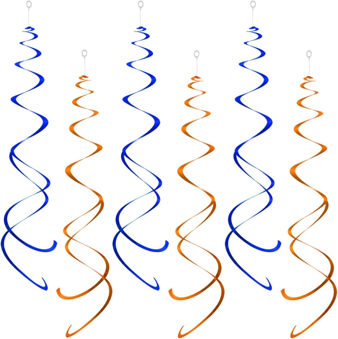 ZOOYOO Party Swirl Decorations Blue and Orange Foil Ceiling Hanging Swirl Decoration Whirls Decorations for Birthday Wedding Anniversary Graduation Party Supplies Pack of 20