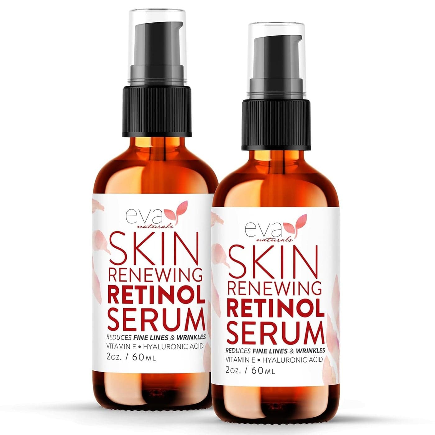 Retinol Serum by Eva Naturals - 2.5% Retinol Serum for Face with Hyaluronic Acid, Vitamin E & Organic Aloe - Retinol Face Serum that Reduce Wrinkles, Fine Lines & Dark Spots - Anti Aging Serum, 2 Pack
