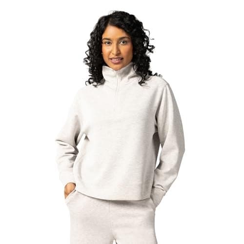 BlissClub BareButter Pullover with Zip | Marshmallow Comfort | Relaxed fit | Funnel Neck | Cuffed Sleeve | Luxurious Feel