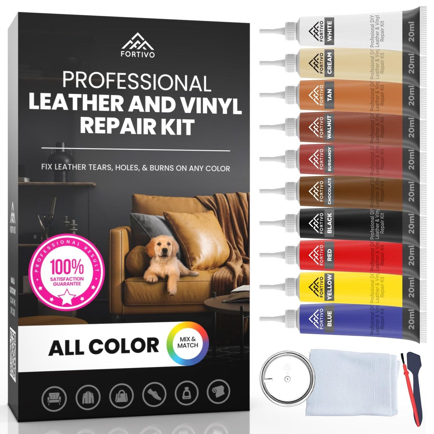 Leather and Vinyl Repair Kit for Furniture Leather Scratch Repair for Upholstery and Boats Easy Color Match AllinOne Color Restorer for Jackets Purses and Shoes