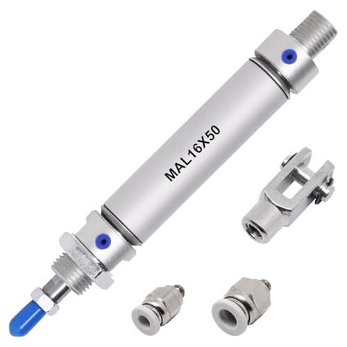 S SYDIEN Pneumatic Cylinder 16mm Bore 50mm Stroke Air Cylinder Single Rod Double Action with Y Connector and 2Pcs Pneumatic Quick Fittings (MAL16x50)