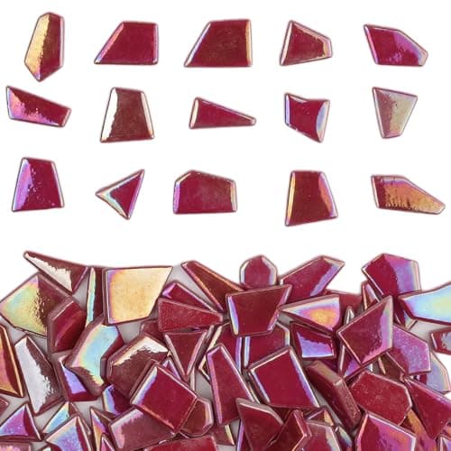 Youway Style Iridescent Glass Mosaic Tiles for Crafts Bulk200g Red Broken Mosaic Glass Pieces for Garden Crafts KitsDIY Mosaic Art Decor