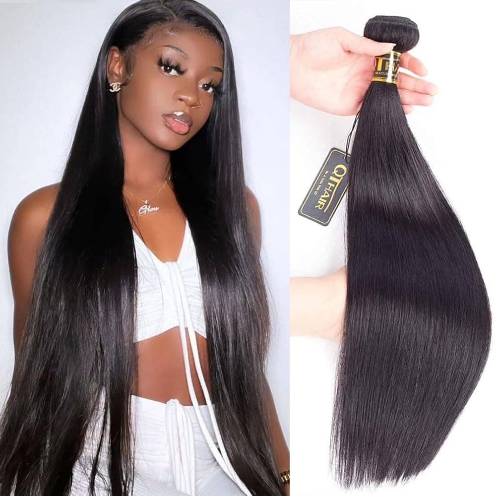QTHAIR 16A Virgin Hair Straight Human Hair Extensions 16100gNatural Black100 Unprocessed Indian Straight Human Hair Wave Bundles