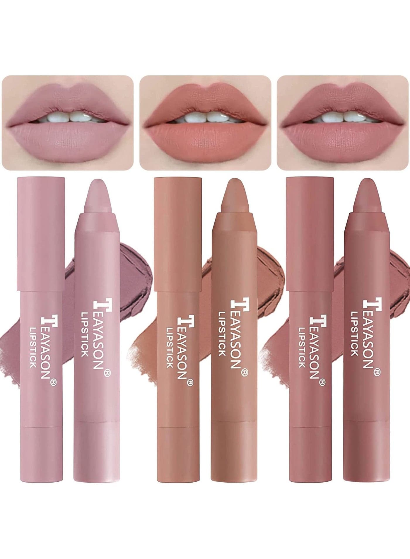 3 Colors Liquid Matte Lipstick Set, Velvet Air Moisture Smooth Crayon Nude Lipstick,Ultimate Nourishing Lipstick 24 Hour Long Lasting Waterproof Lip Gloss Lipstick for Women Makeu (Set F)