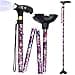 Hedkin Walking Cane with LED Light FoldableAdjustable Self Standing Walking Canes for Men WomenWalking Sticks with Quad Base for Seniors Adults