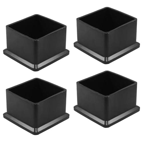 BokWin 4 Pcs Chair Leg Caps 1.5 Inch*1.5 Inch Square Furniture Floor Protectors Anti-Slip Plastic Sofa Table Chair Leg End Cap Cover(Black)