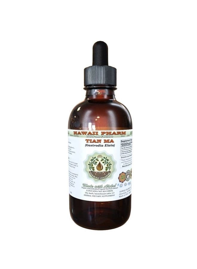 Tian Ma Alcohol-Free Liquid Extract, Tian Ma, Gastrodia (Gastrodia Elata) Tuber Glycerite Natural Herbal Supplement, Hawaii Pharm, USA 2 fl.oz