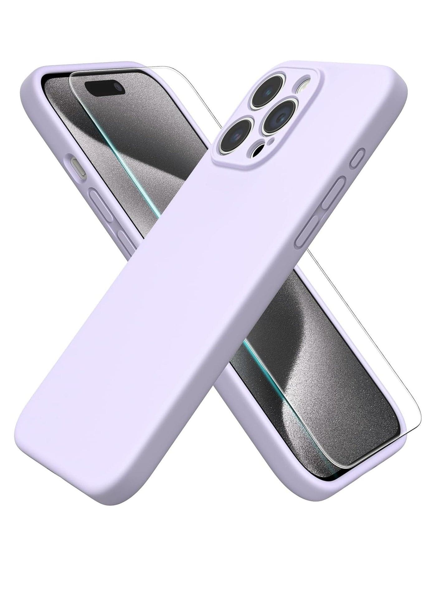ELTRAZONE iPhone 15 Pro Max 6.7" Case – Pastel Lilac, Silky-Soft Liquid Silicone, Shockproof Rubber, Includes 1 x Screen Protector