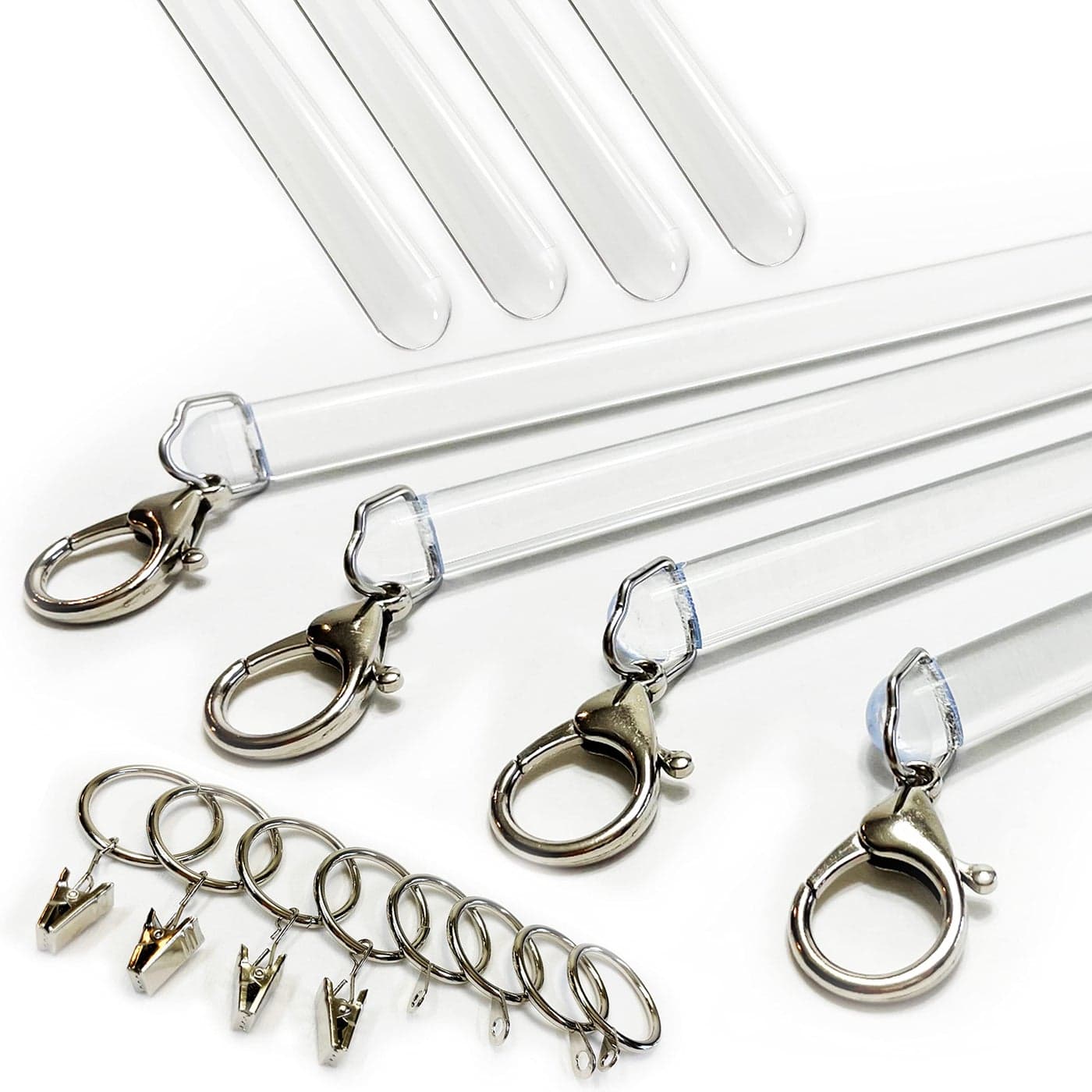 OooWow 36 inch 4 Pack All Clear Acrylic Curtain Rod Invisible Clear Curtain Wand for OpeningClosing