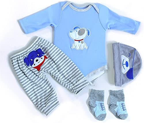 MAIHAO Reborn Baby Doll Clothes for 1722 Inch Newborn Baby Dolls Clothing Boy Outfit AccessoriesPuppy Pattern 4pcs Set