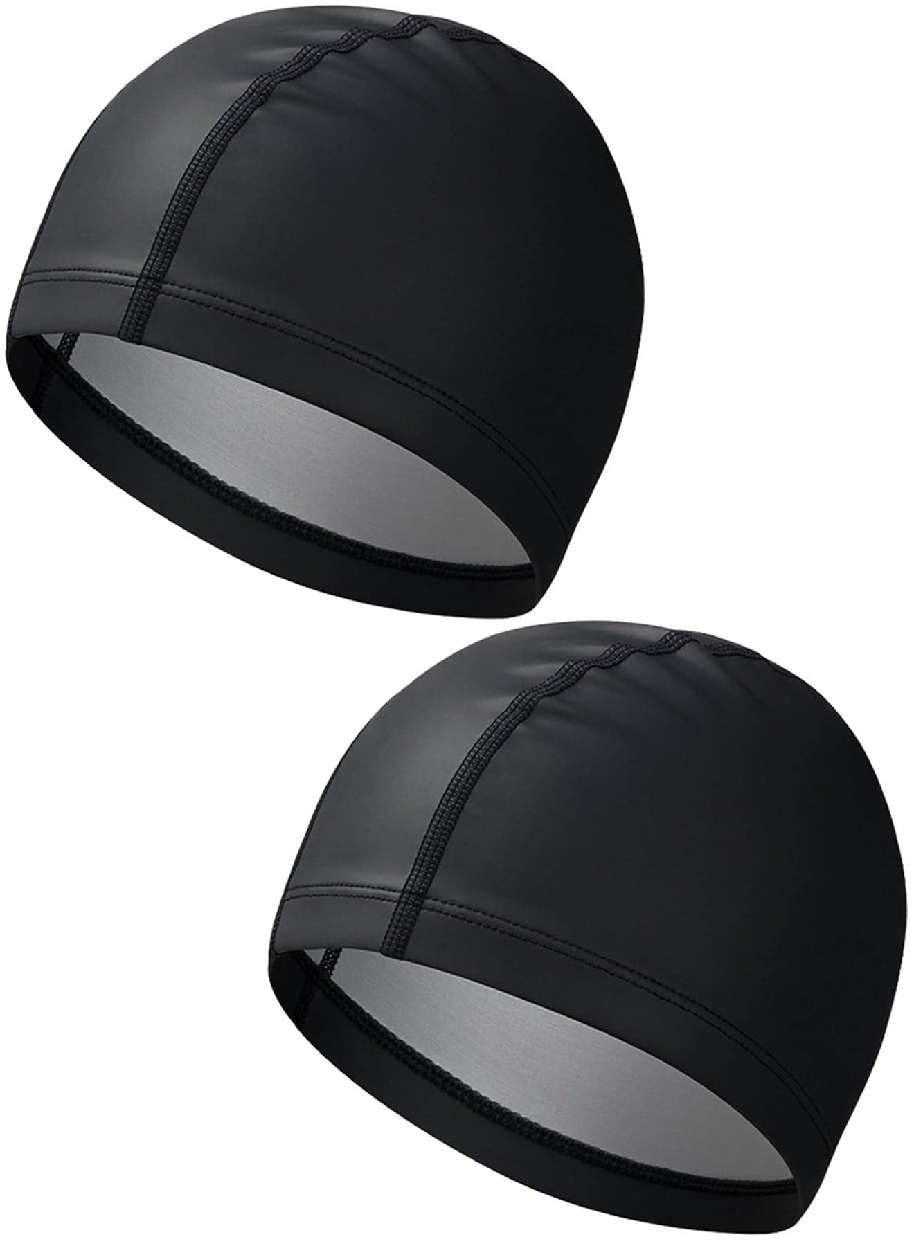 2 Pack Swim Cap Soft Comfortable Waterproof Swimming Caps High Elasticity Universal PU Bathing Cap for Adults Children's Kids Black