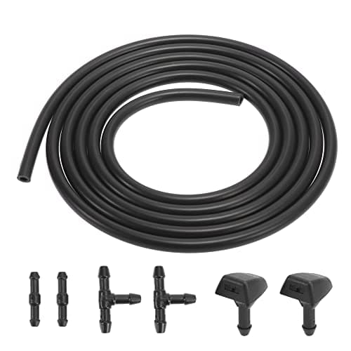 X AUTOHAUX 7pcs Front Windshield Washer Nozzles for Volvo V50 C70 S40 2 Meters Windshield Washer Hose with 4pcs Connectors Replaces 30655605