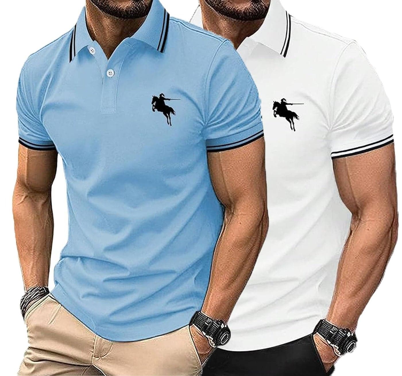 Lymio Polo T Shirt for Men || Men Casual T-Shirt || Polo Available in Combo Pack of 2 (Polo-18-21-White-SkyBlue-2XL)