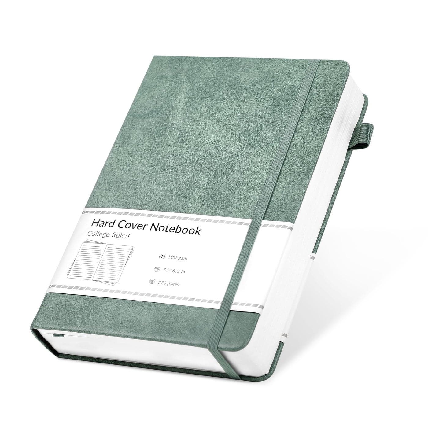 CAGIE Lined Journal Notebook for Women Men 320 Pages 100 Gsm Paper Thick Journaling Notebooks A5 Leather Journals for Writing Hardcover Journal Supplies for Work Note Taking Diary, 5.7x8.3 In, Green
