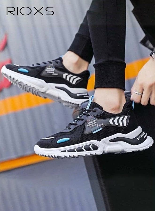 Men's Trainers, Fashion Casual Athletic Trainers for Men, Non-slip Walking Sneakers, Lightweight Running Shoes, Breathable Mesh Sports Shoes for Male, Classic Athlesiure Trainers, Jogging Workout Gym Tennis Basketball Shoes, Black