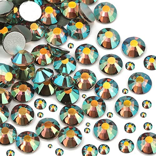 Dowarm 2650 Pieces Glass Flatback Rhinestones 6 Sizes 15mm 65mm Glue Fix Flatback Crystals for Crafts Nail Face Art Clothes Jewelry Round Loose Gemstones Ghost Shiny