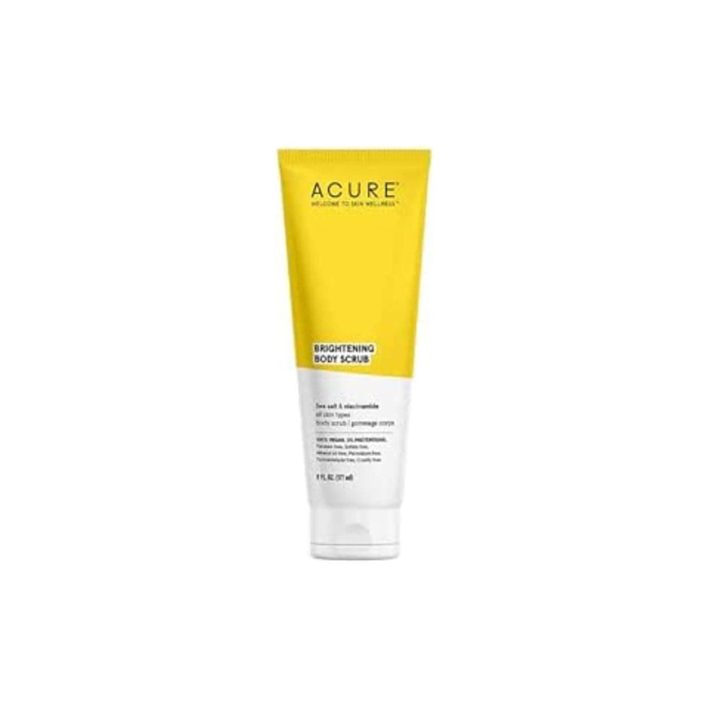ACURE Brightening Body Scrub - Skin Renewal with Blend of Clay, Sea Salt & Niacinamide Extract - Rejuvenating Exfoliation for Soft, Refreshed Glowing Clear Skin - Suitable for All Skin Types - 6 Fl Oz