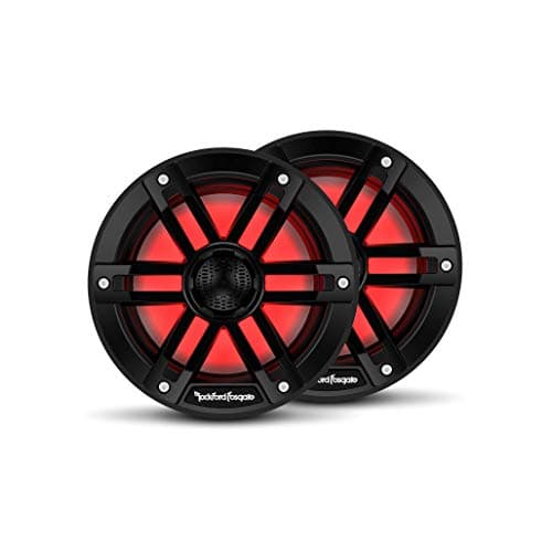 Rockford Fosgate M1-65B Color Optix 6.5” 2-Way Coaxial Multicolor LED Lighted Marine Speakers - Black (Pair)