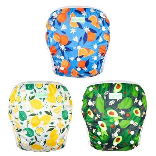 wegreeco Baby Toddler Snap One Size Adjustable Reusable Baby Swim Diaper FruitNYG Large 3 Pack