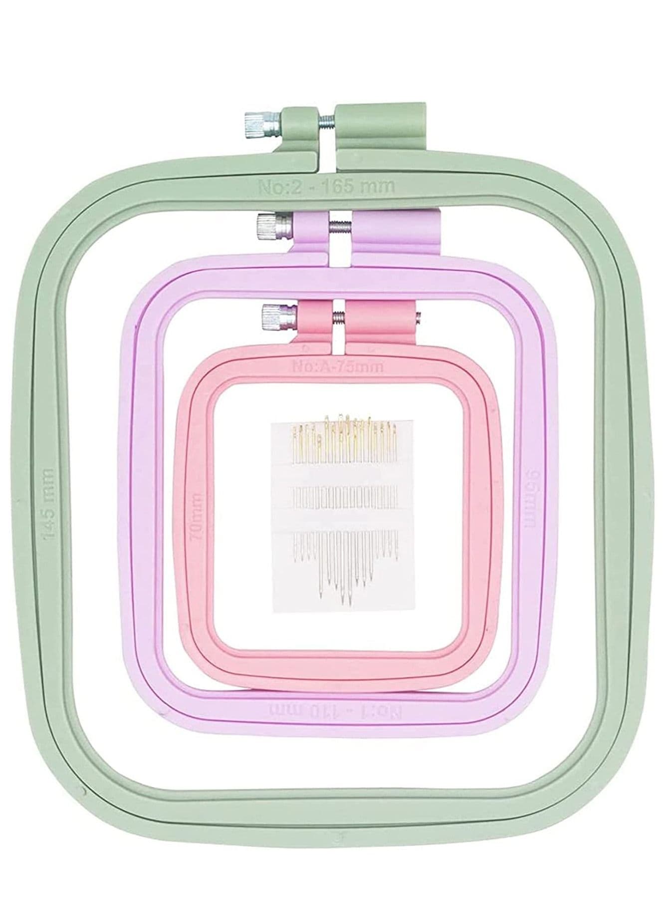 KASTWAVE 3 Pieces Sizes Square Embroidery Hoops, Cross Stitch Hoop and ABS Plastic Hoops for Embroidery, DIY Craft Sewing