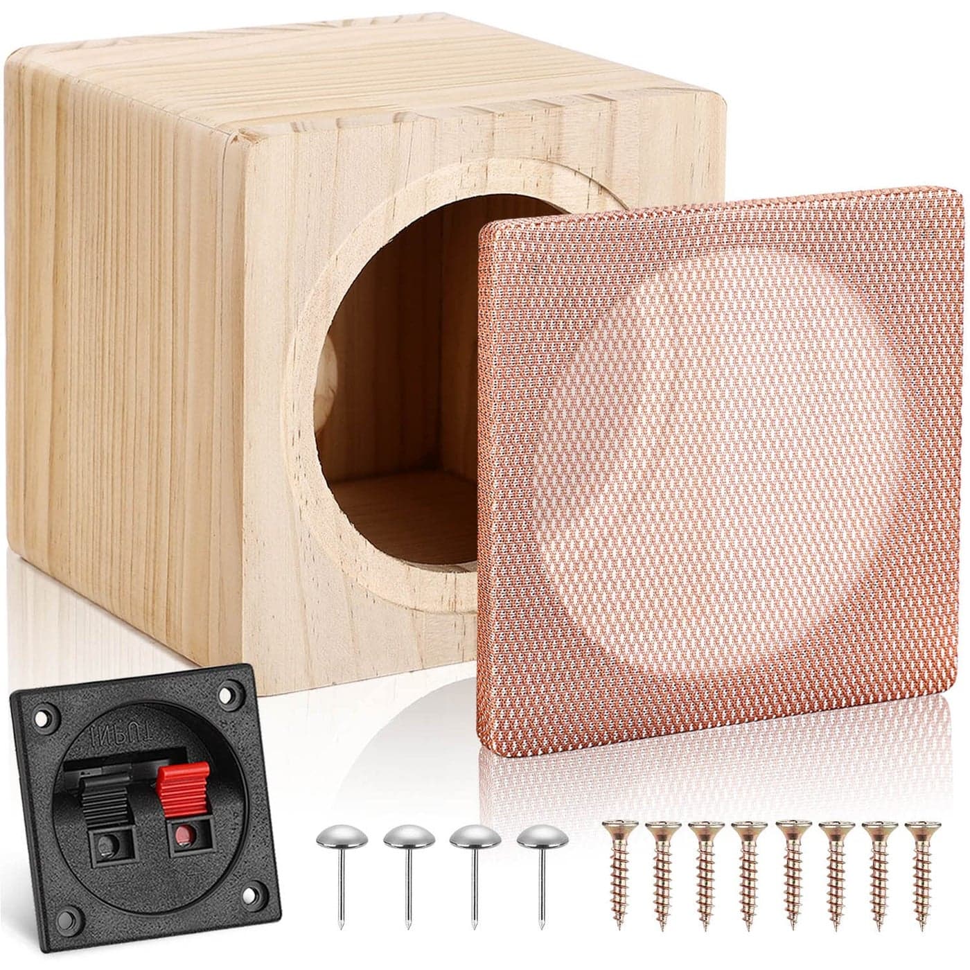 Facmogu 5in Wooden Speaker Enclosure Speaker Empty Enclosure for Premium Speakers to Enhance Sound and Bass Empty Speaker Box with SoundAbsorbing Cotton Speaker Terminal Cup