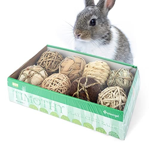 Niteangel Natural Chew Activity Toys Fun Safe Hay Grass Pet Balls for Chinchilla Guinea Pig Rats Rabbits Hamster Gerbil Degu Bunny and Other Small Animals